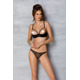 Эротический комплект Passion MARINA SET WITH OPEN BRA, S/M, black, открытые чашки