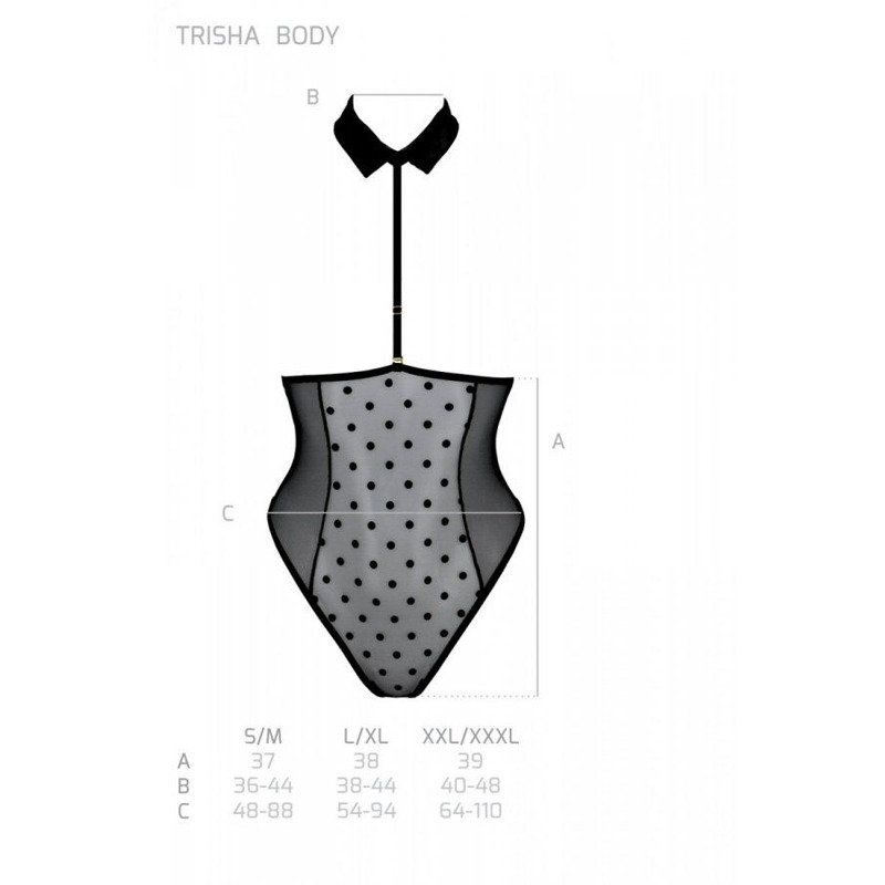 Эротическое боди Passion TRISHA BODY, L/XL, black, с открытыми чашками