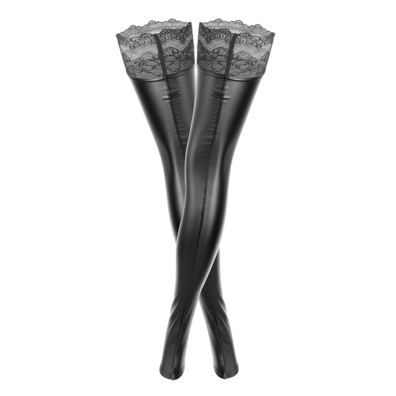 Чулки с мокрым эффектом Noir Handmade F135 Powerwetlook stockings, L, без мысков