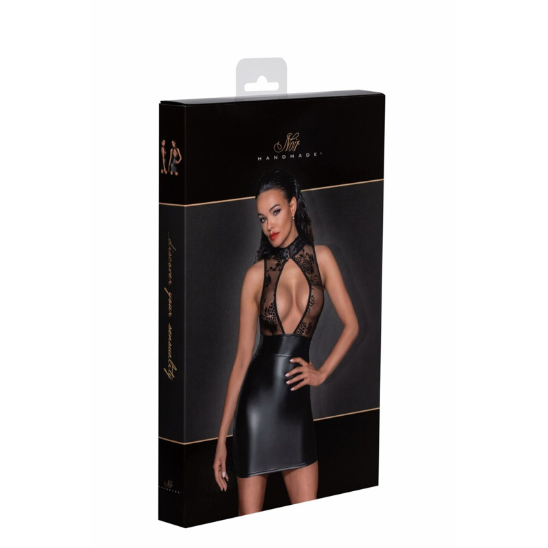 (SALE) Платье Noir Handmade F241 Short dress with powerwetlook skirt and tulle top - S