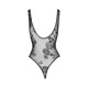 (SALE) Боди Noir Handmade F242 Tulle body with patterned flock embroidery - S