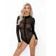 (SALE) Боди Noir Handmade F287 Leopard flock bodysuit with long sleeves - L