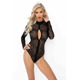 (SALE) Боди Noir Handmade F287 Leopard flock bodysuit with long sleeves - L