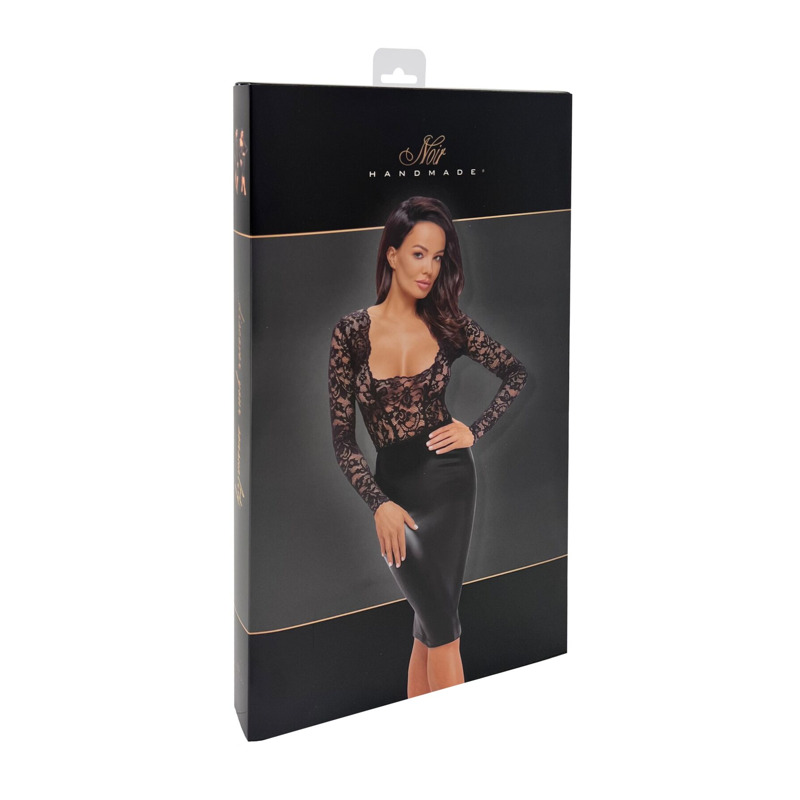 Платье Noir Handmade F295 Euphoria lace and wetlook midi dress - 3XL