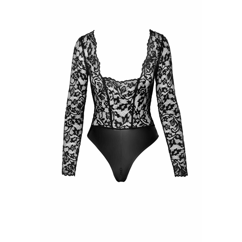 Боди Noir Handmade F296 Psyche bodysuit of lace and wetlook - S