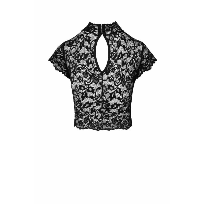 Топ Noir Handmade F303 Essence lace top with high collar - S