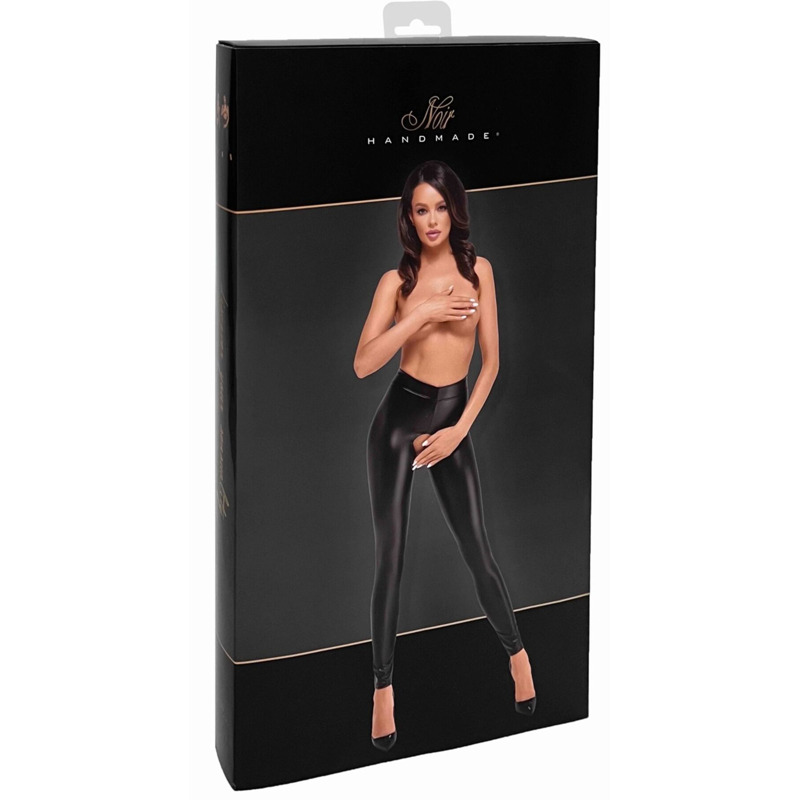 Лeггинсы Noir Handmade F304 Taboo wetlook leggings with open crotch and bum - XXL