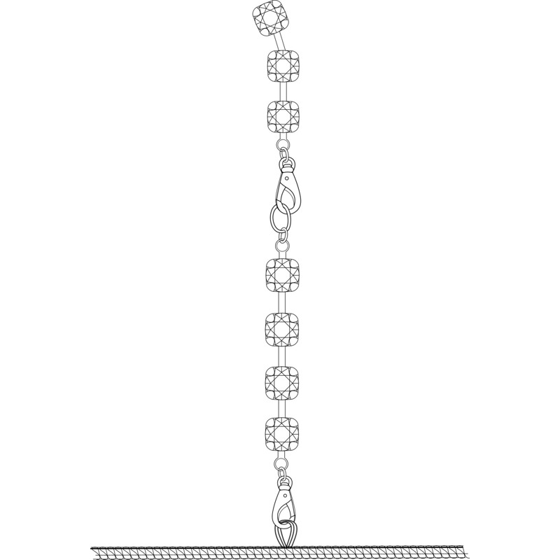 Комбинезон Noir Handmade F306 Mirage catsuit with jewelry rhinestone chain adorning the back - 3XL