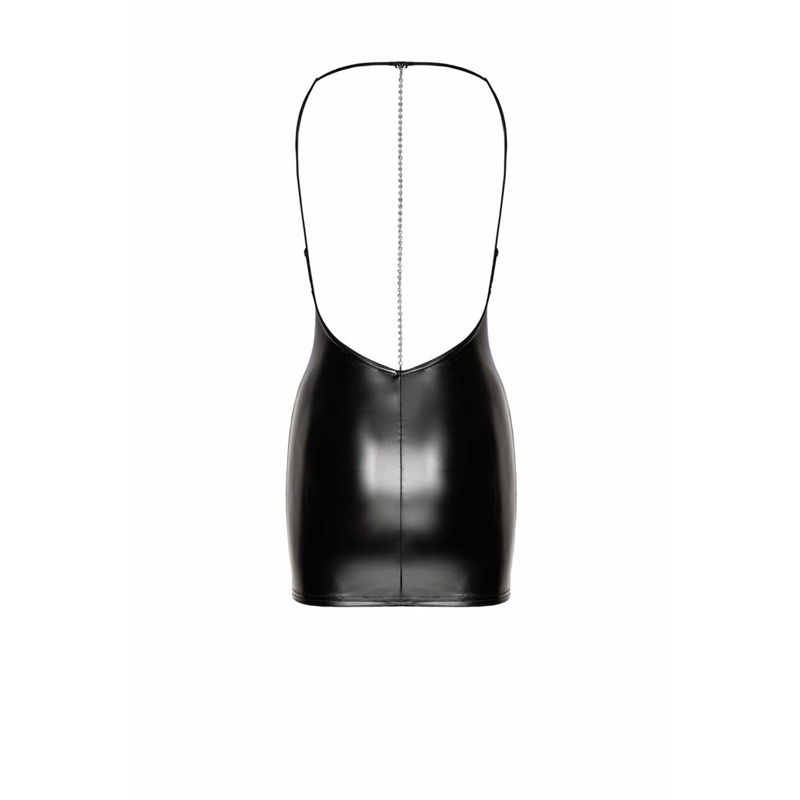 Платье Noir Handmade F307 Mirage wetlook mini dress with jewelry rhinestone chain - L