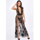 Платье Noir Handmade F312 Divinity long flocked mesh dress with open back - S