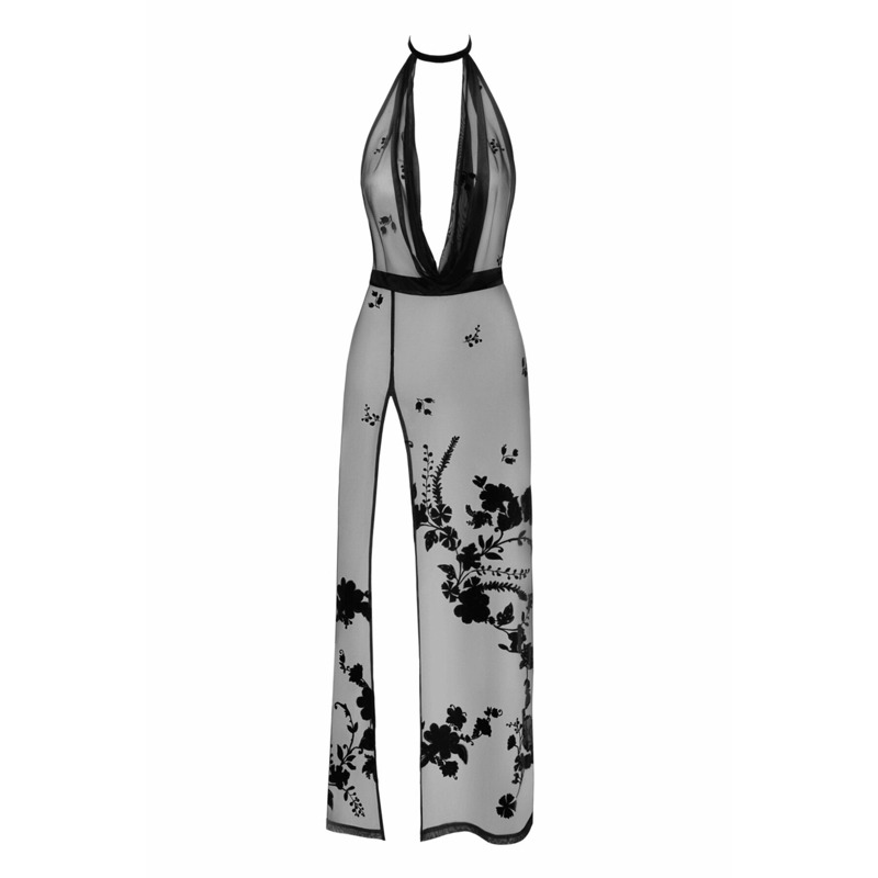 Платье Noir Handmade F312 Divinity long flocked mesh dress with open back - M