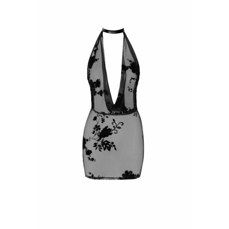 Платье Noir Handmade F313 Mythos mini flocked mesh dress with jewelry rhinestone chain - M