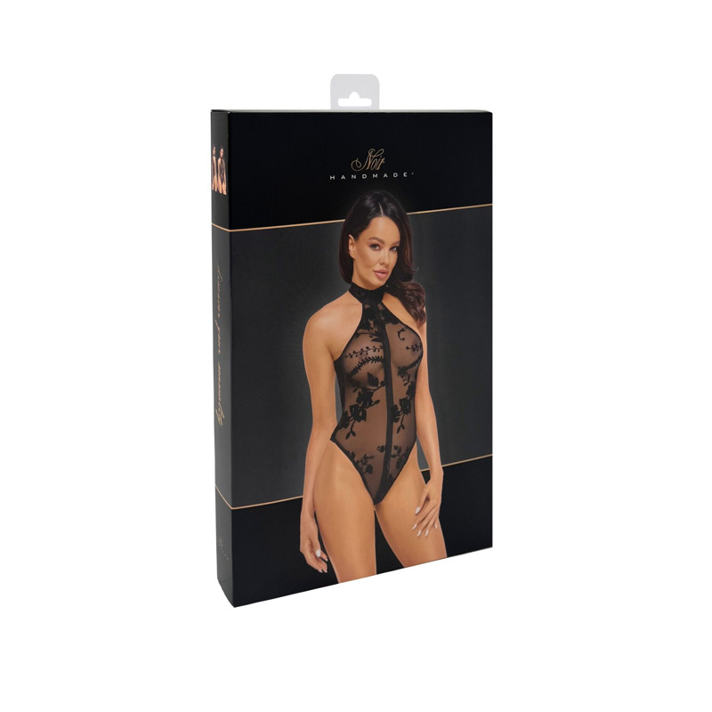 Боди Noir Handmade F314 Ego flocked mesh halter bodysuit - M
