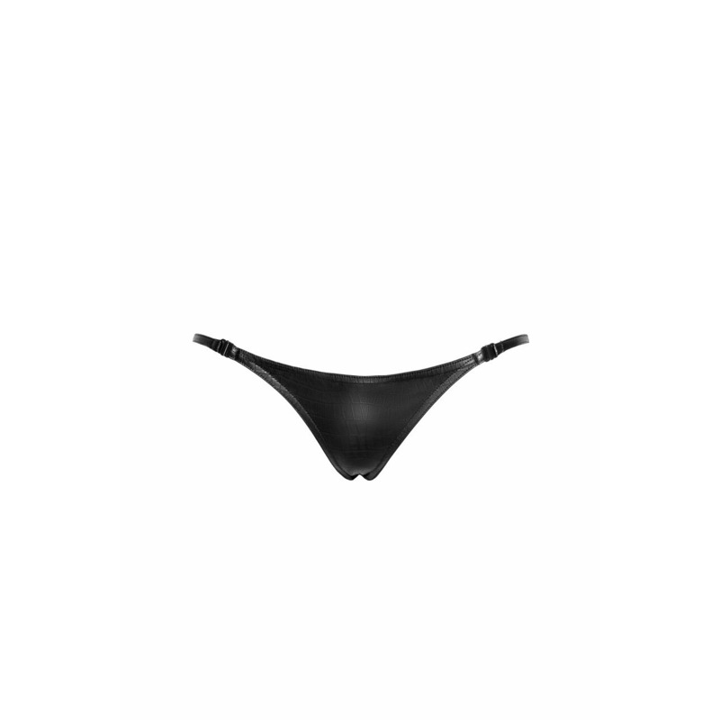Трусики Noir Handmade P012 Wild crocodile wetlook thong with double opening - XL
