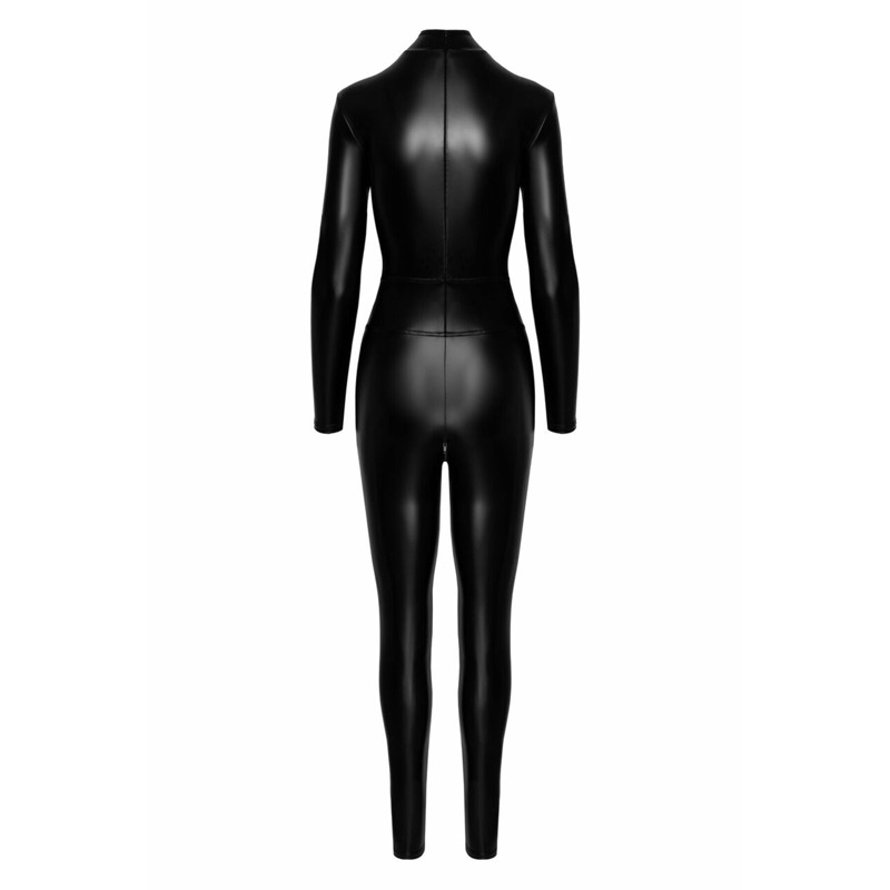 Комбинезон Noir Handmade F319 Caged wetlook catsuit with zippers and ring - XXL