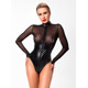 Боди Noir Handmade F321 Edge wetlook and mesh body with rings - S