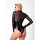 Боди Noir Handmade F321 Edge wetlook and mesh body with rings - S