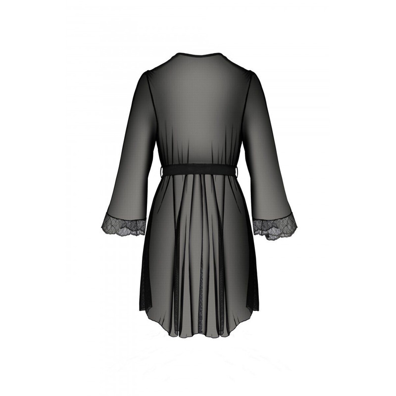 Пеньюар Passion AMBERLY PEIGNOIR black, L/XL, пояс в комплекте