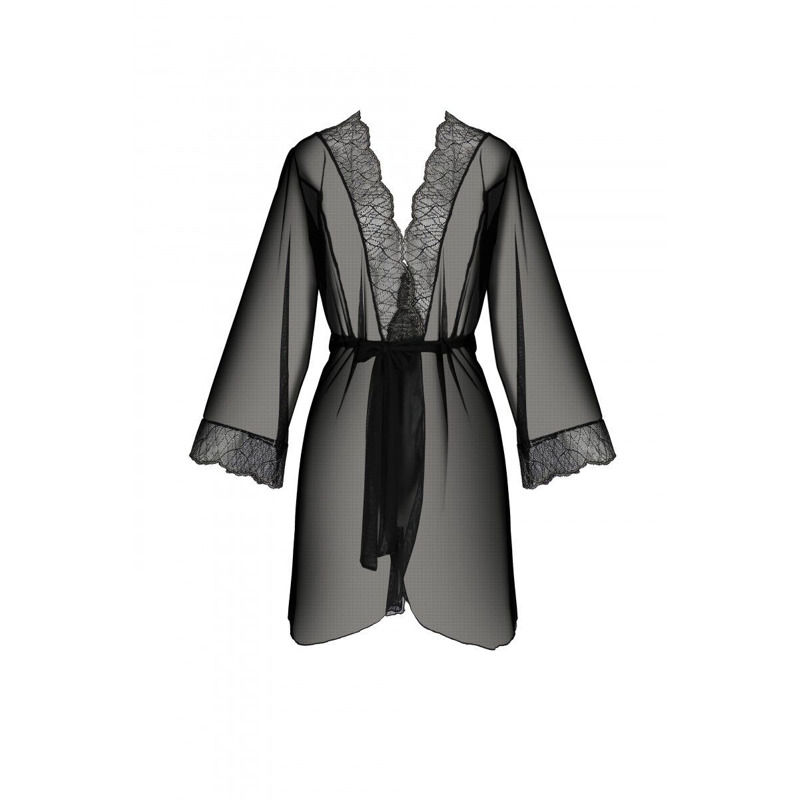 Пеньюар Passion AMBERLY PEIGNOIR black, XXL/XXXL, пояс в комплекте