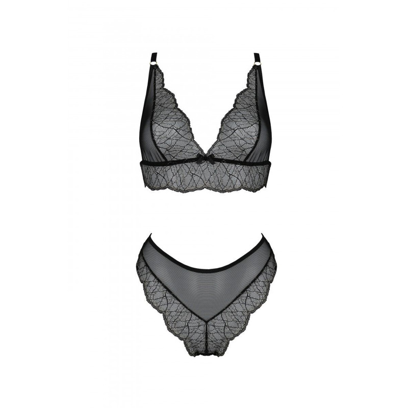 Комплект Passion AMBERLY SET black, S/M, бралетт и трусики бразилиана