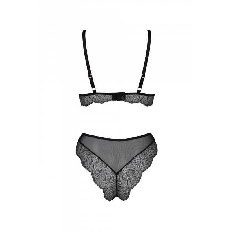 Комплект Passion AMBERLY SET black, S/M, бралетт и трусики бразилиана