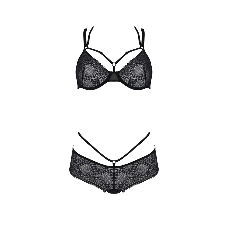Комплект Passion DROSERA BIKINI black, S/M, бюстгальтер и трусики-кюлоты