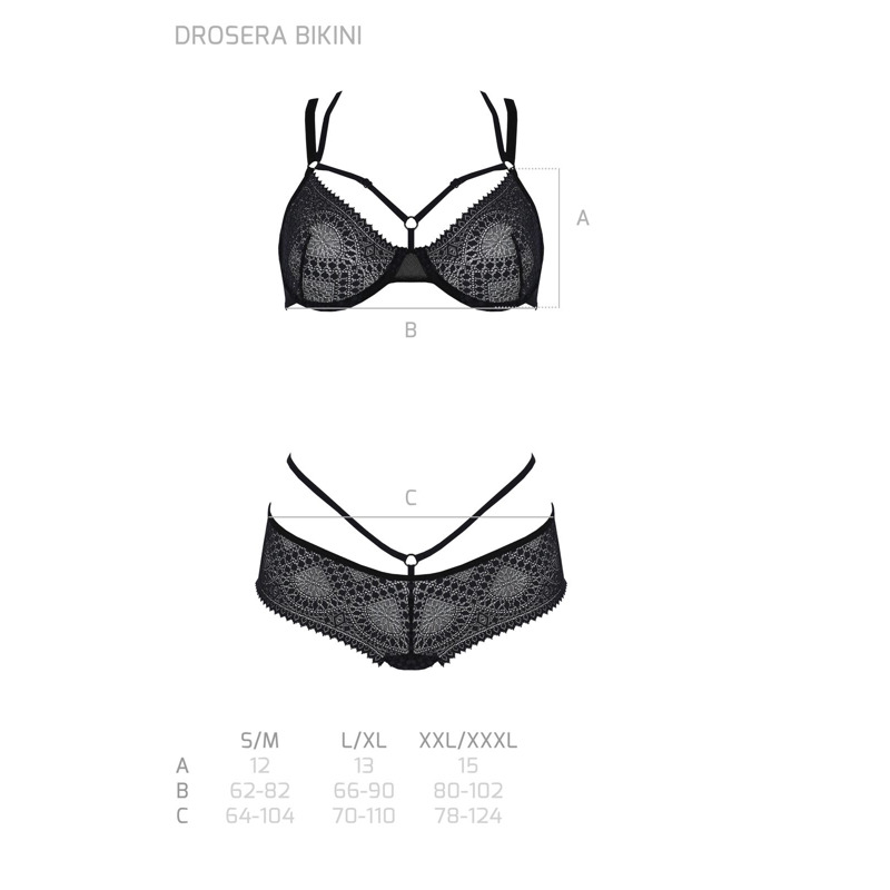Комплект Passion DROSERA BIKINI black, XXL/XXXL, бюстгальтер и трусики-кюлоты