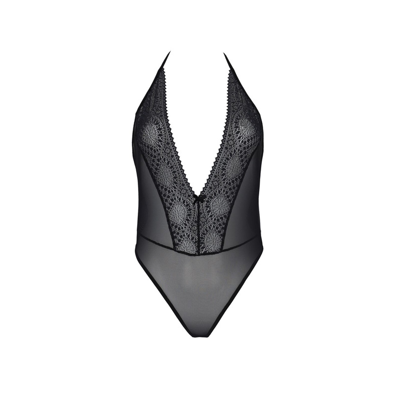 Боди Passion DROSERA BODY black, L/XL, высокие вырезы, верх на завязках