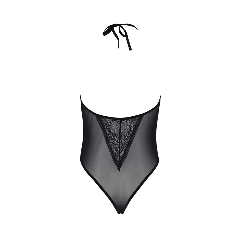 Боди Passion DROSERA BODY black, S/M, высокие вырезы, верх на завязках