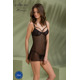 Пеньюар Passion DROSERA CHEMISE black, L/XL, кружевной лиф со стрепами, трусики в комплекте