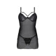 Пеньюар Passion DROSERA CHEMISE black, S/M, кружевной лиф со стрепами, трусики в комплекте