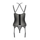 Корсет Passion DROSERA CORSET black, L/XL, с креплениями для чулок, трусики в комплекте