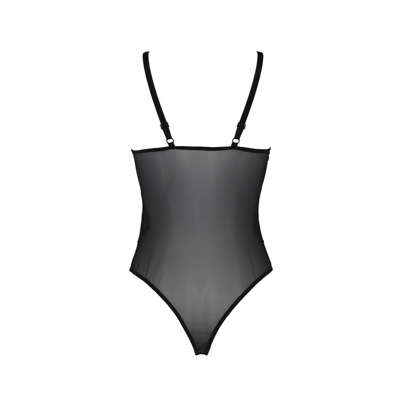Боди Passion KERRIA BODY black, S/M, с высокими вырезами и верхом балконет