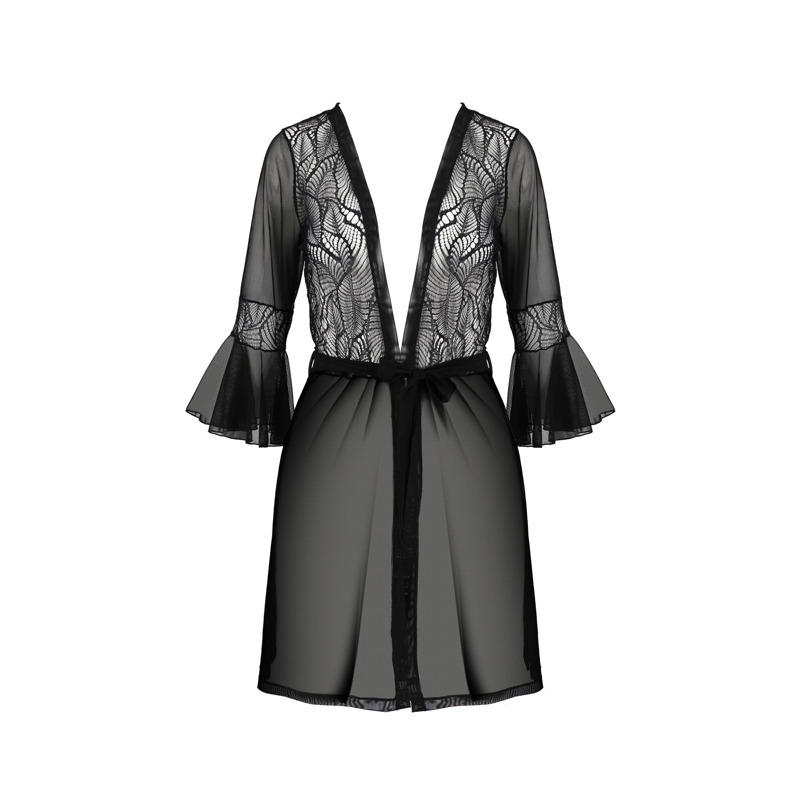 Пеньюар Passion LEAFA PEIGNOIR black L/XL - ECO Passion
