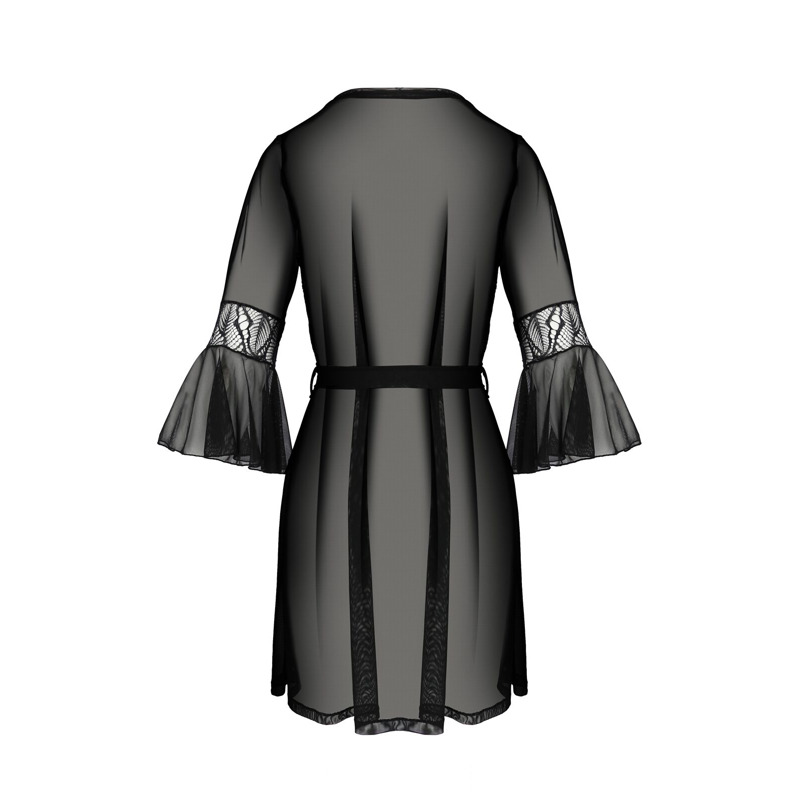 Пеньюар Passion LEAFA PEIGNOIR black S/M - ECO Passion