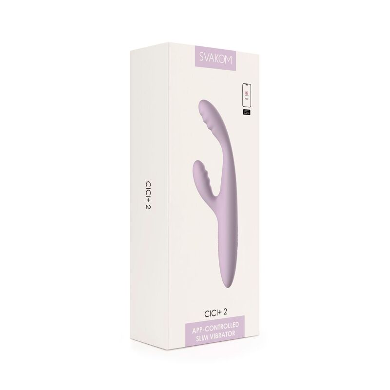 Тонкий кролик-вибратор Svakom Cici 2+ Lilac, управление со смартфона, подогрев до 38 °C