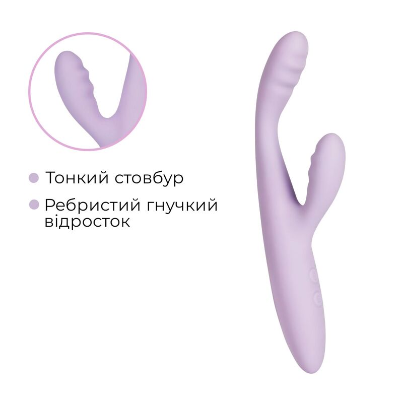 Тонкий кролик-вибратор Svakom Cici 2+ Lilac, управление со смартфона, подогрев до 38 °C