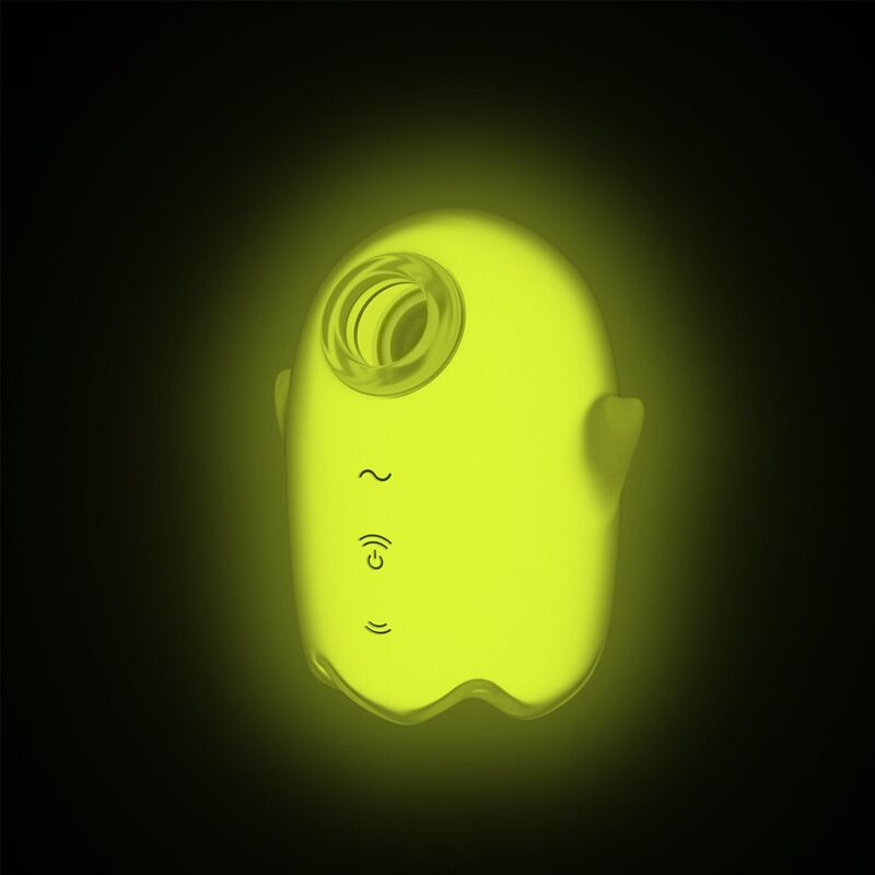 Вакуумный клиторальный стимулятор с вибрацией Satisfyer Glowing Ghost Yellow, светится в темноте