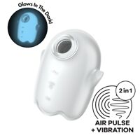 Вакуумный клиторальный стимулятор с вибрацией Satisfyer Glowing Ghost White, светится в темноте