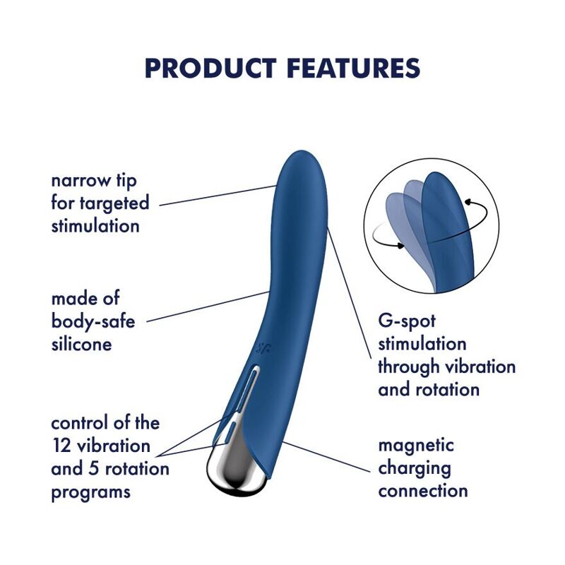Вибратор точки G с вращением Satisfyer Spinning Vibe 1 Blue, 2 мотора