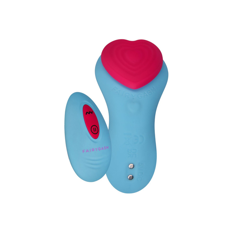 Вибратор в трусики FairyGasm HeartGem blue, на магните, пульт ДУ