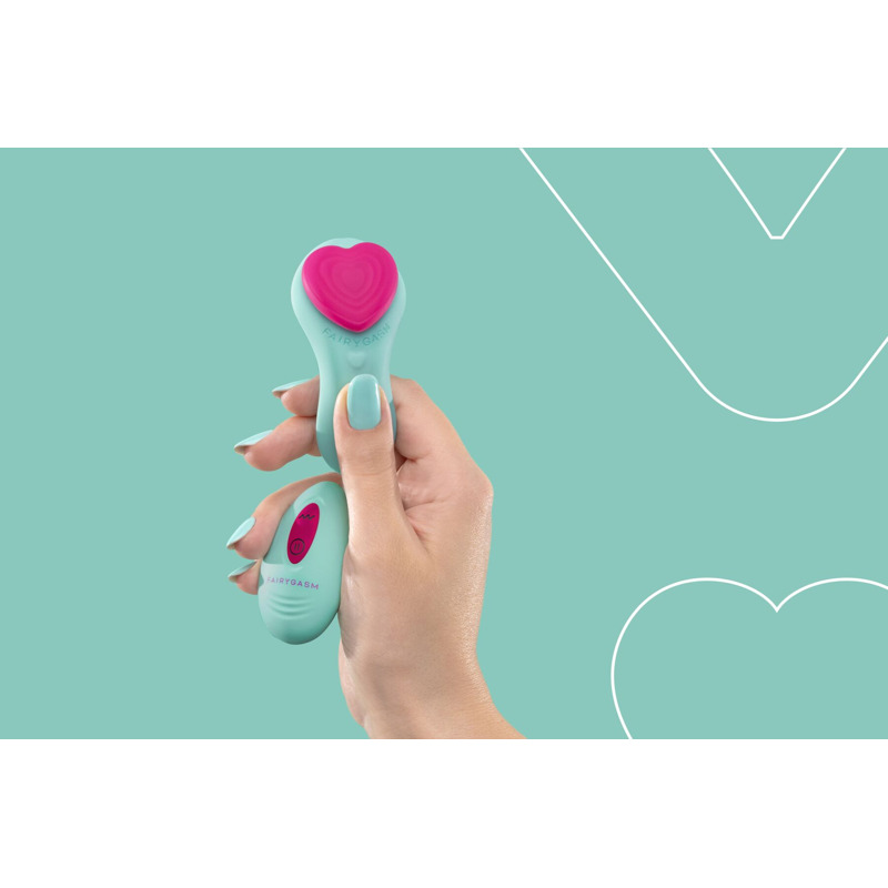 Вибратор в трусики FairyGasm HeartGem green, на магните, пульт ДУ