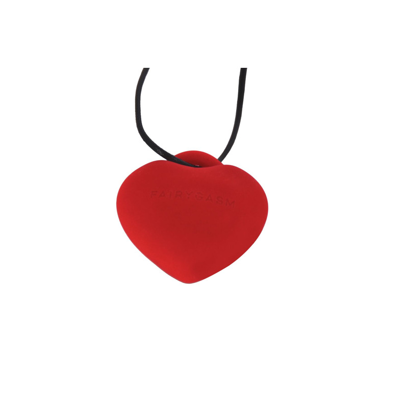 Мини-вибратор «Сердечко» FairyGasm PleasureStone red, 9 режимов, на шнурке