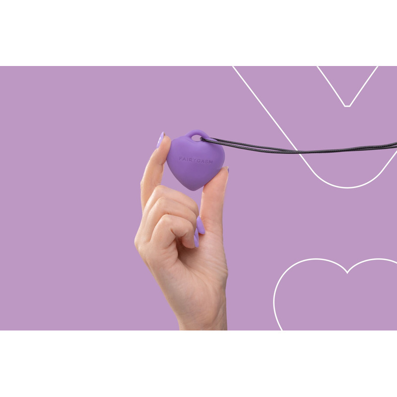 Мини-вибратор «Сердечко» FairyGasm PleasureStone violet, 9 режимов, на шнурке