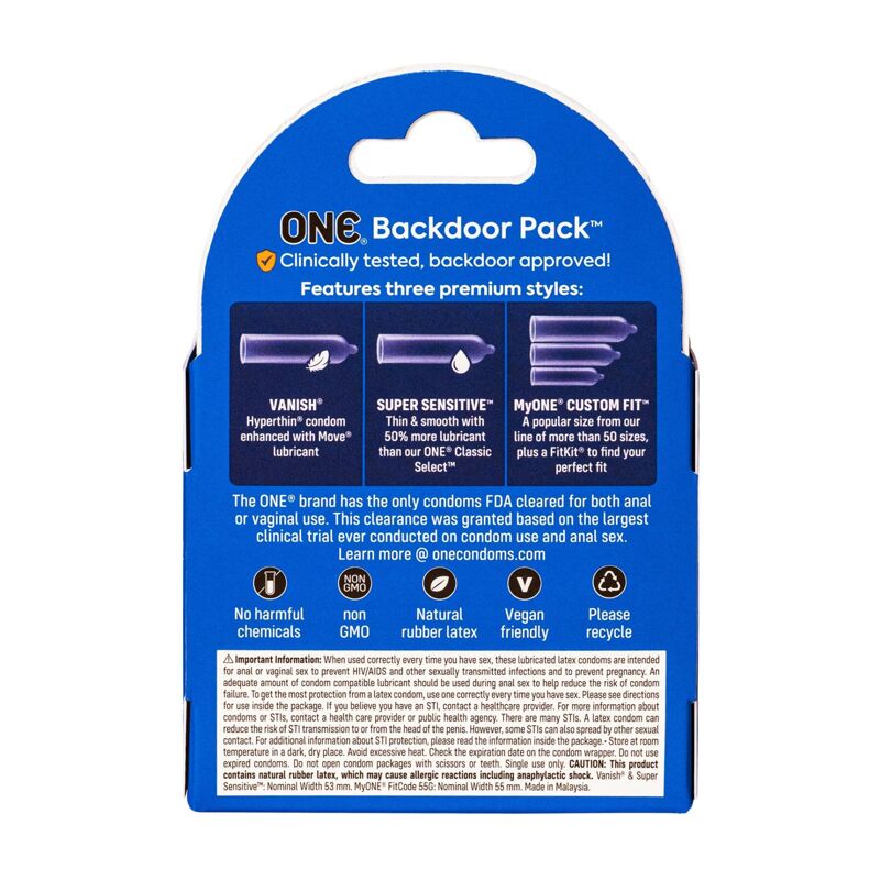 Презервативы ONE Backdoor 3 шт, картонная коробка