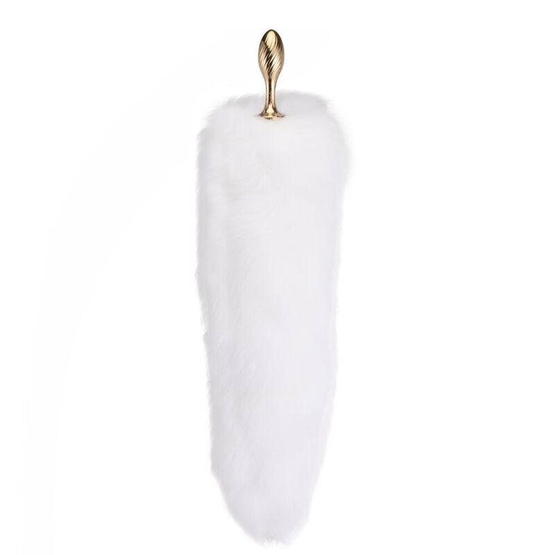 Металлическая анальная пробка Лисий хвост LOCKINK SEVANDA White Fox-Tail Anal Pear-shape Plug