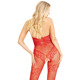 Бодистокинг Leg Avenue Rhinestone Lace and Net Bodystocking Red One Size