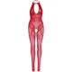 Бодистокинг Leg Avenue Rhinestone Lace and Net Bodystocking Red One Size