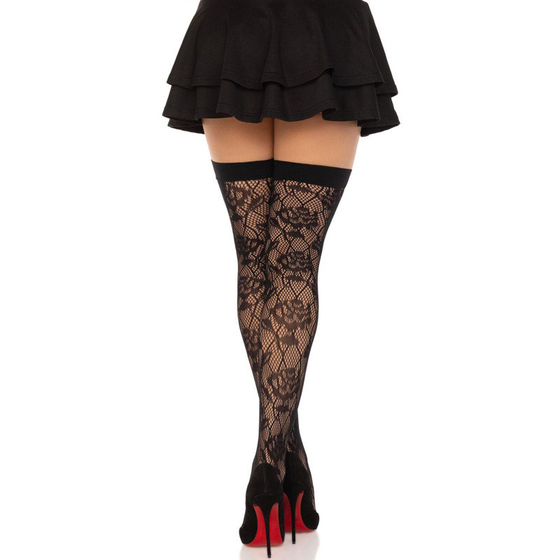Чулки Leg Avenue Wild rose net thigh highs One Size
