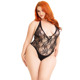 Боди Leg Avenue Floral lace deep-V teddy Black 1X/2X